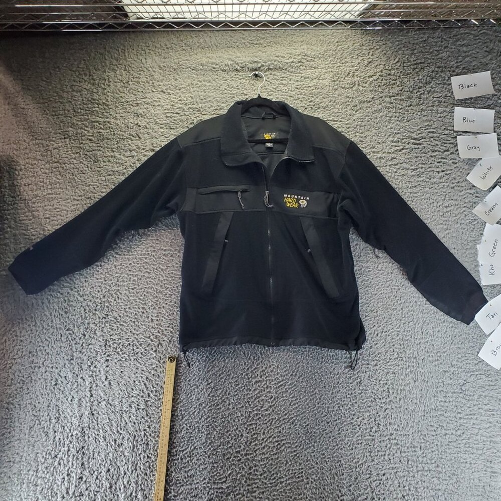 Mountain Hardwear Jacket Mens XL Black Fleece Midweight Full Zip Adjustable Hem